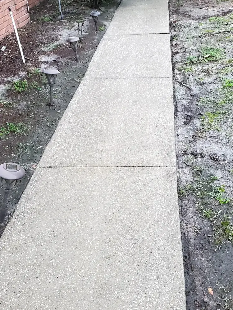 Concrete walkway after cleaning by Gravity Wave
