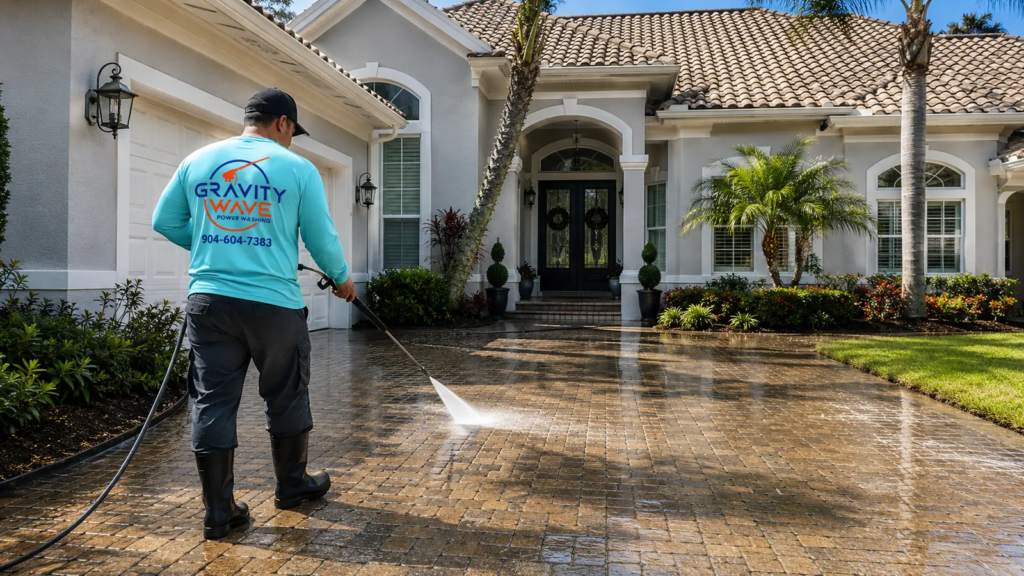 Professional pressure and soft washing at a Jacksonville home
